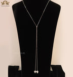 Platinum plated knot necklace with twin cz panther pendants