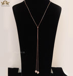 Rose gold plated knot necklace with twin cz panther pendants