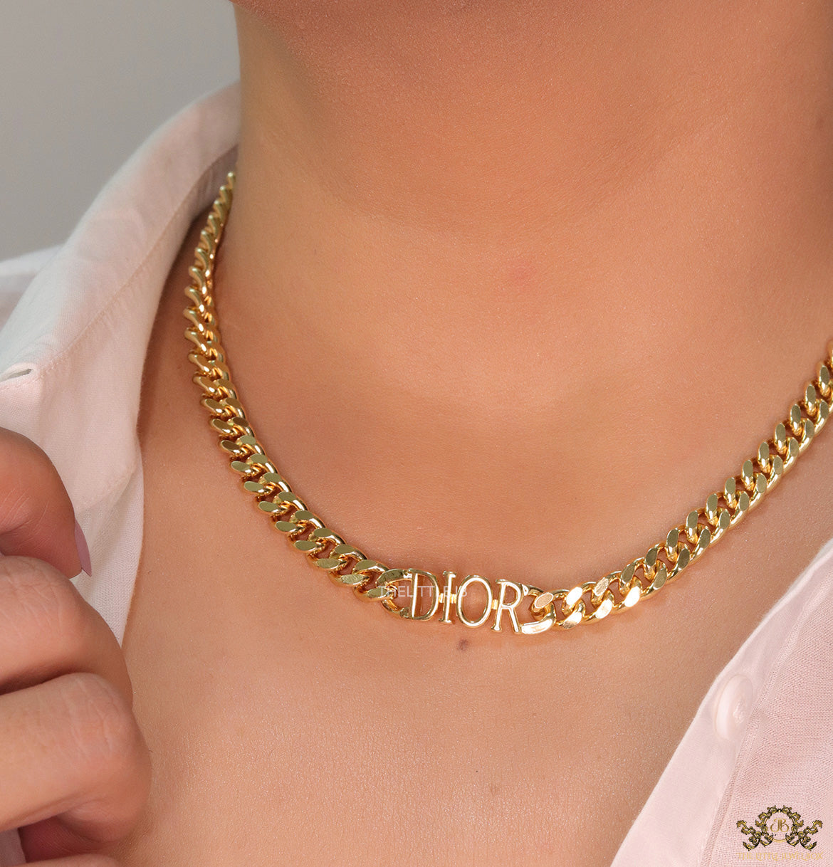 Gold plated link chain necklace with alphabets