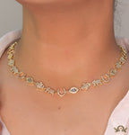 Choker style necklace with charms in gold finish