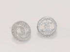 Round double C studs with CZ in platinum