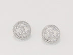 Round double C studs with CZ in platinum