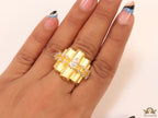 Fancy gold plated adjustable ring with marquise pointers