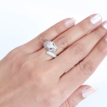 Platinum panther wrap ring