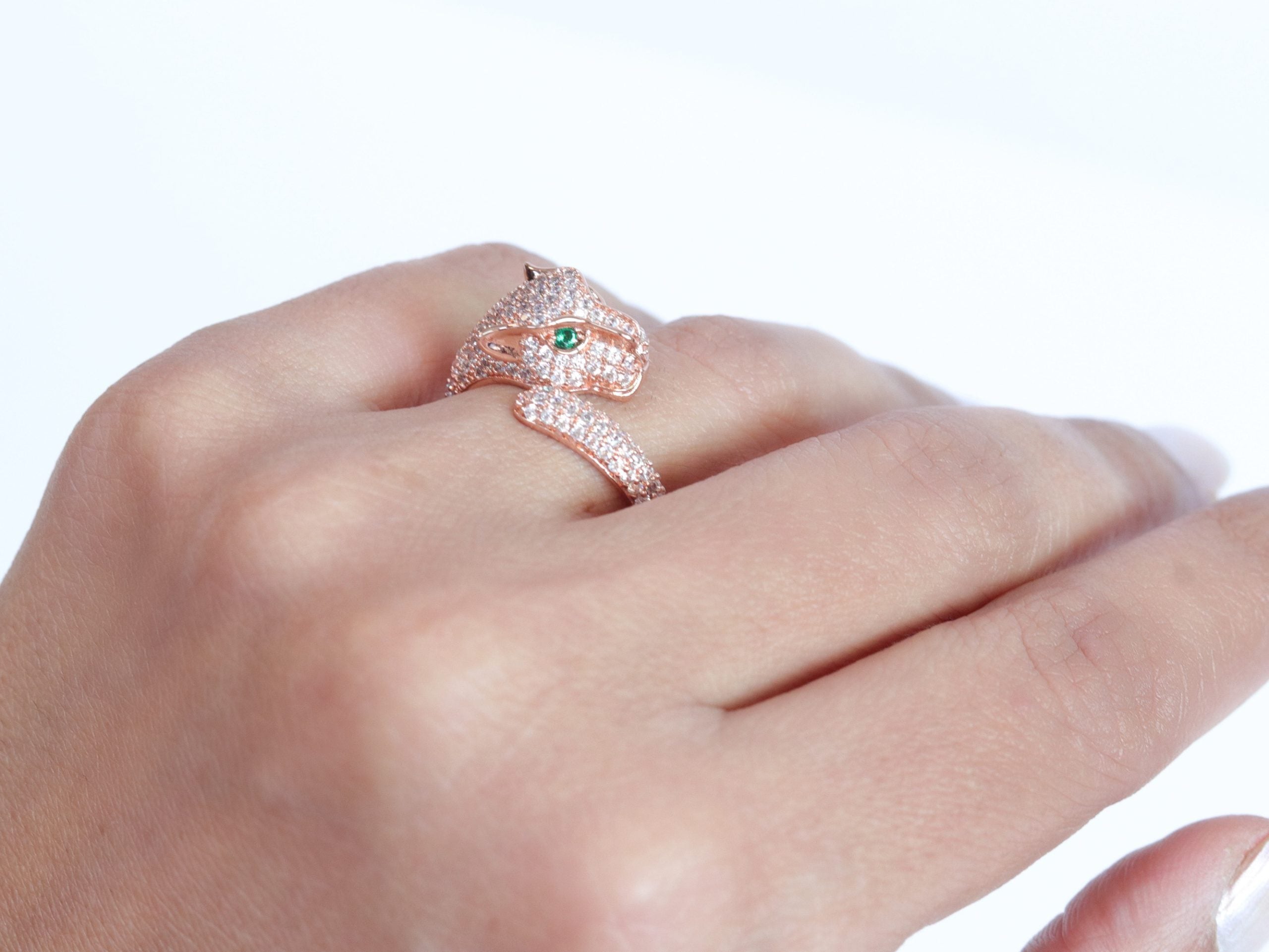 3 layer rose gold snake wrap ring