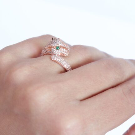 Rose gold panther wrap ring