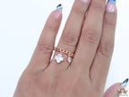 Rose gold plated link chain ring with MOP clover and cz drop