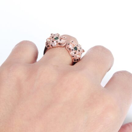 Two face panther rose gold  ring