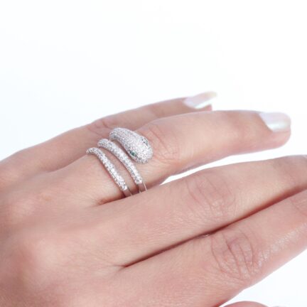 3 layer platinum panther wrap ring