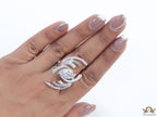 Adjustable designer platinum plated cz ring