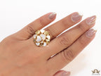 Premium adjustable gold plated ring with MOP hearts