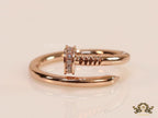 Rose gold plated cz nail ring
