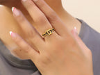 Stylish twin C motif open ring in gold plating