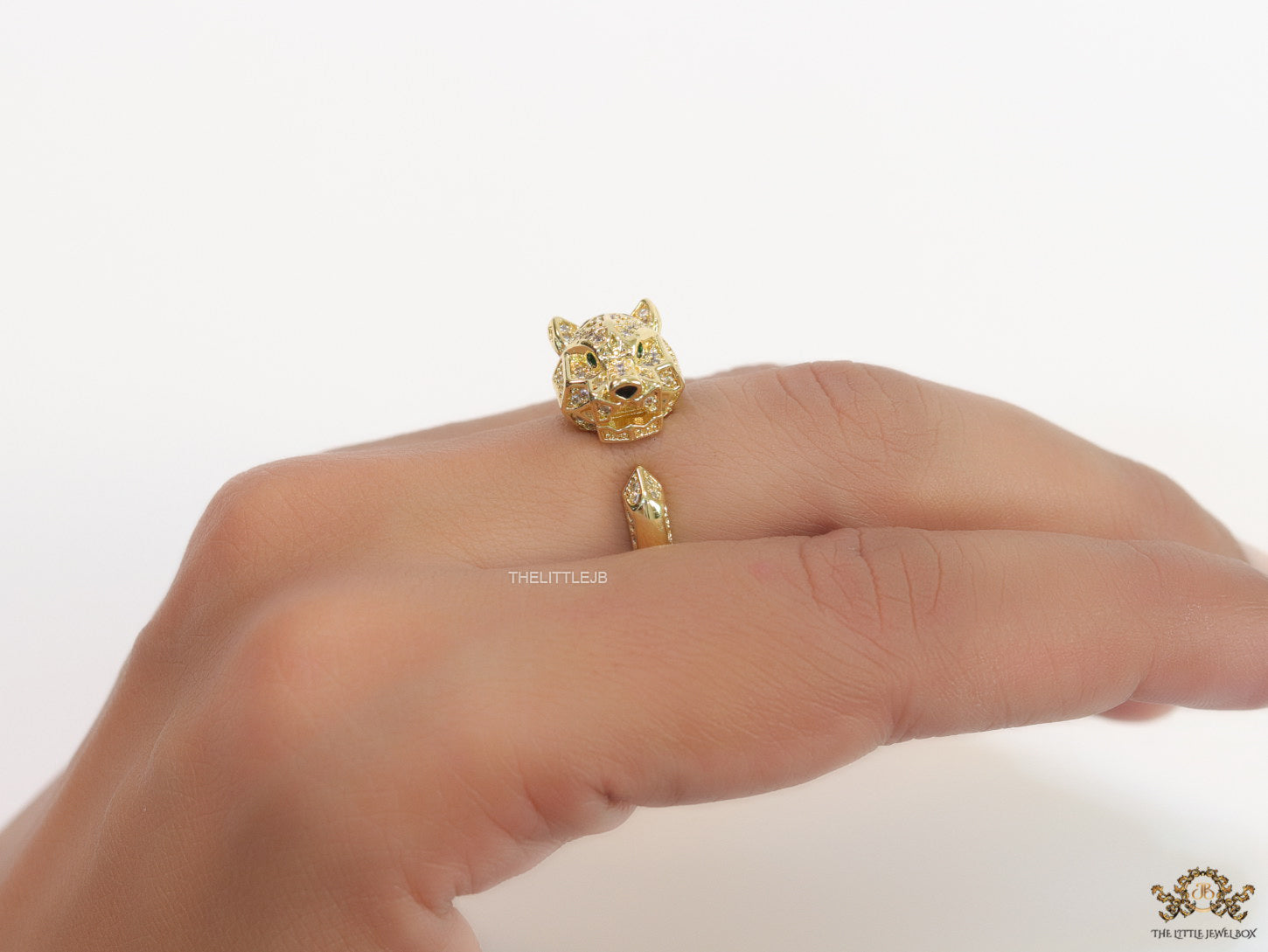 Gold plated designer cz panther ring