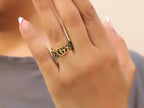 Gold plated twin G motif open ring