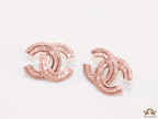 Rose Gold plated cz studs in twin C motif