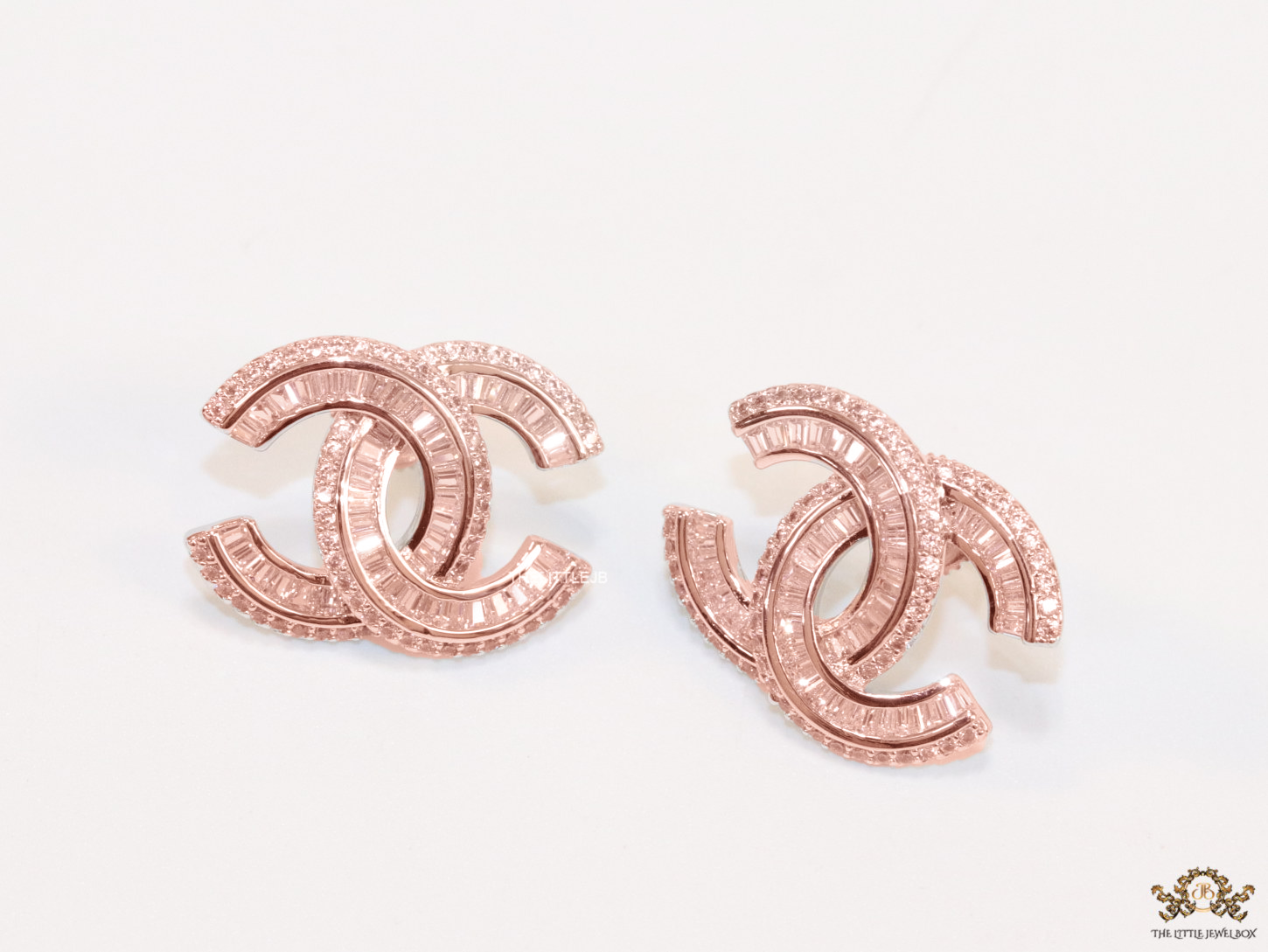 Rose Gold plated cz studs in twin C motif
