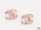 Rose Gold plated cz studs in twin C motif