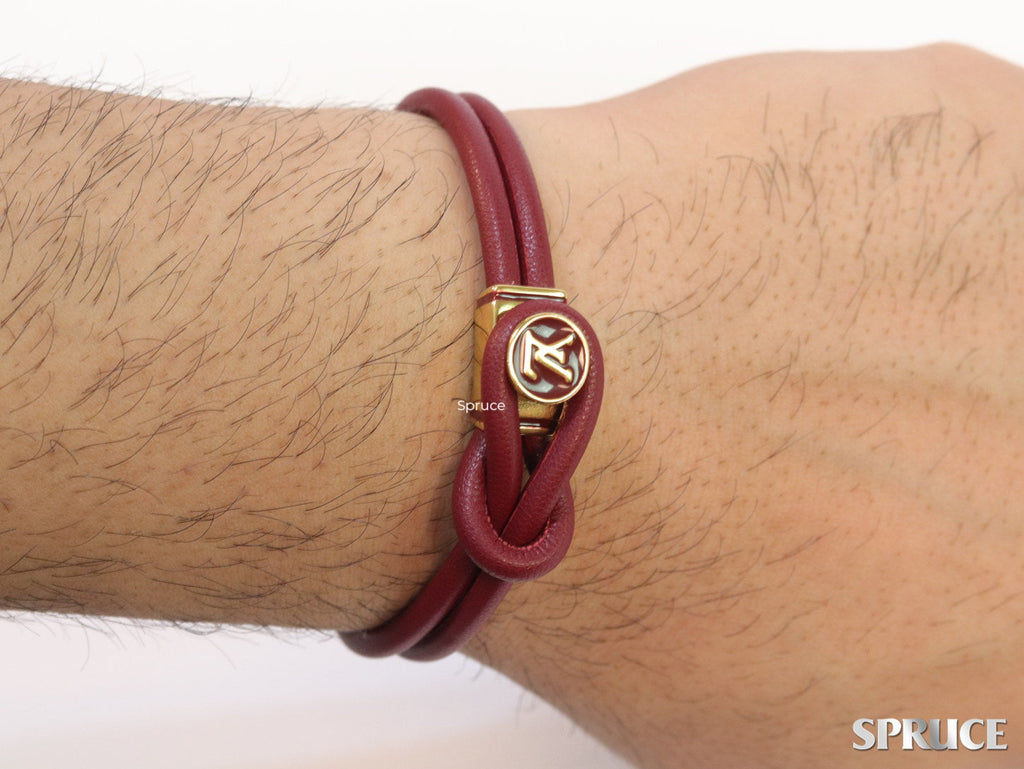 Maroon Leather Bracelet with golden alphabet motif