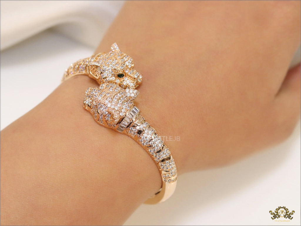 Rose gold cz twin panther bracelet