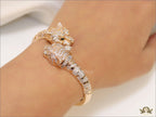 Rose gold cz twin panther bracelet